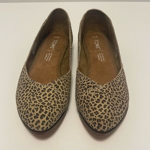 TOMS Jutti Brown Leopard Print Ballet Flats Women’s 7.5 Slip On Pointed Toe